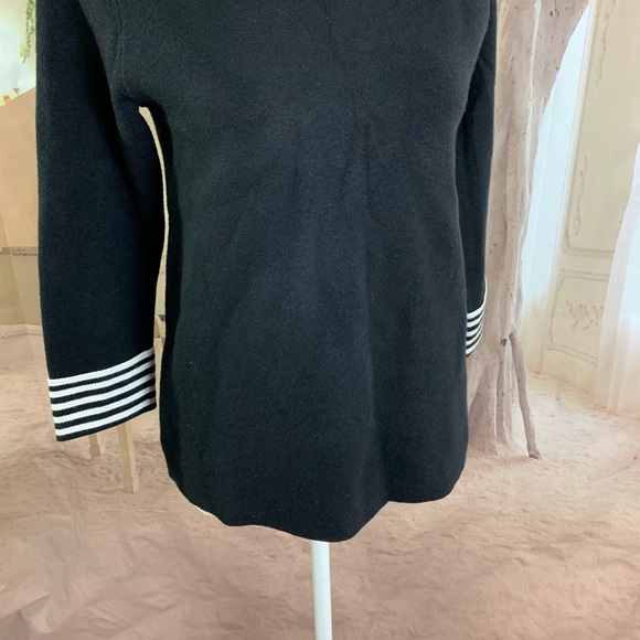NEW Tahari Black Striped Cuff Sweater - Picture 6 of 10